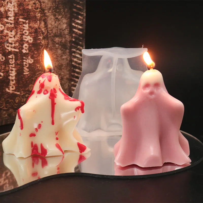 Halloween Ghost Silicone Candle Mold – DIY Cloak Ghost Mould