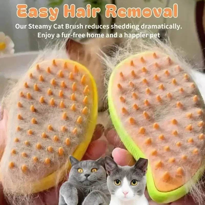 3-in-1 Electric Steam Pet Brush – Cat & Dog Grooming Comb