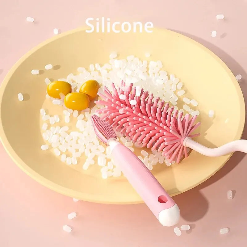 3-Piece Silicone Bottle Brush Set | 360° Baby Bottle Cleaner