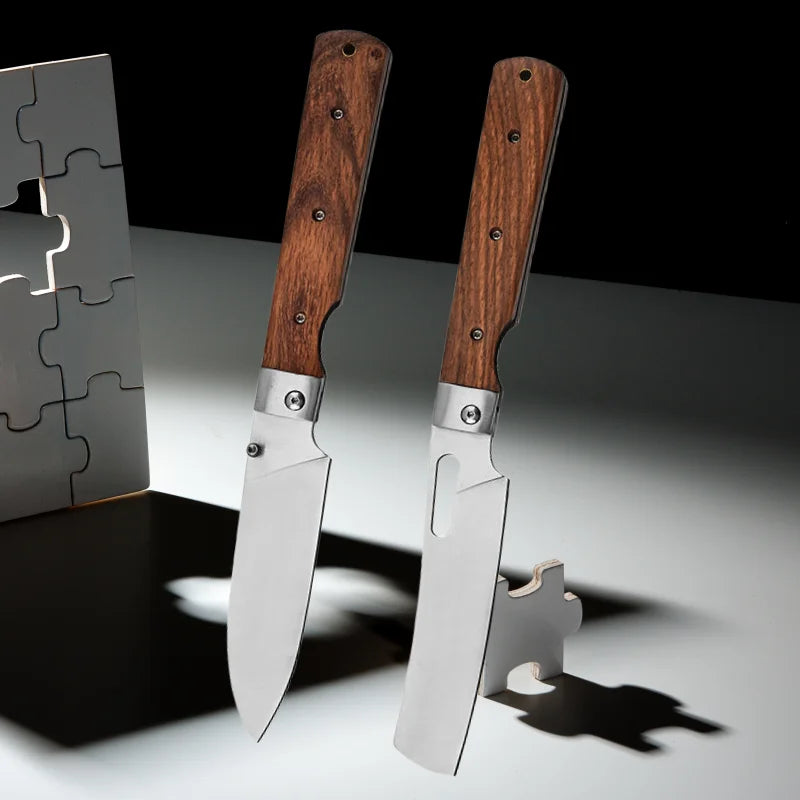 COOKCRAZE Folding Bread Knife | 440A Stainless Steel Rosewood