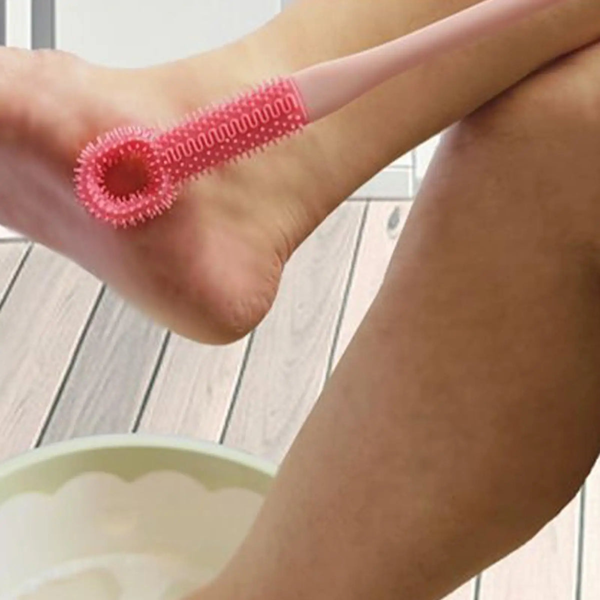 Long Handle Ergonomic Toe Brush – Soft Foot Scrubber for Shower
