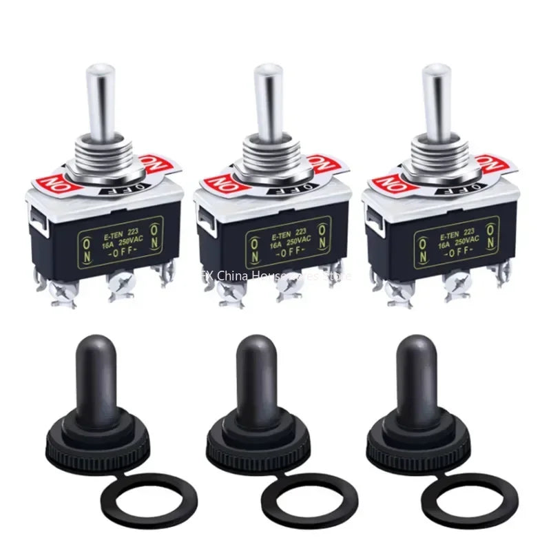 5-Pack Waterproof Rocker Toggle Switch SPST ON/OFF 16A 250V