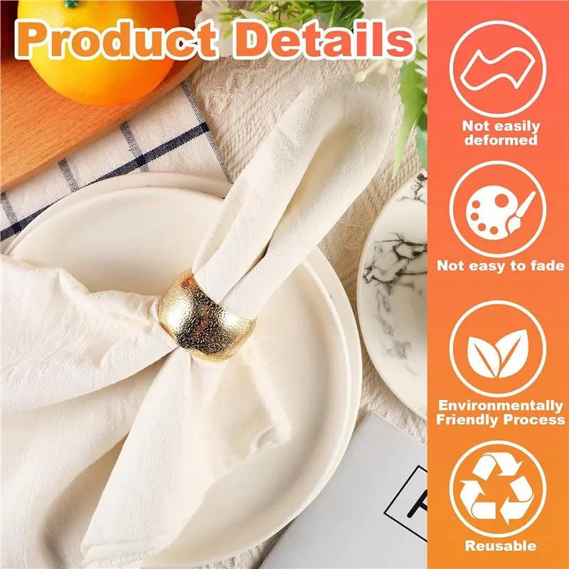 A36T- Day Gold Napkin Rings Holders Cloth Napkins Wedding Holder