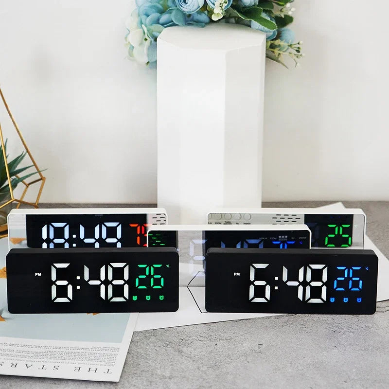 LED Digital Alarm Clock – Voice Control, Snooze & Night Mode