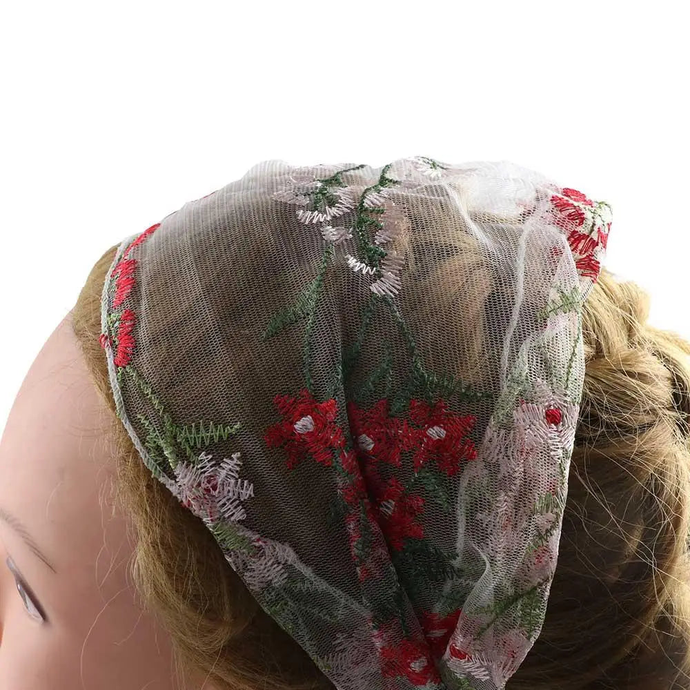 Korean Lace Floral Wide-Brim Turban Headband | Face Wash Hair Band