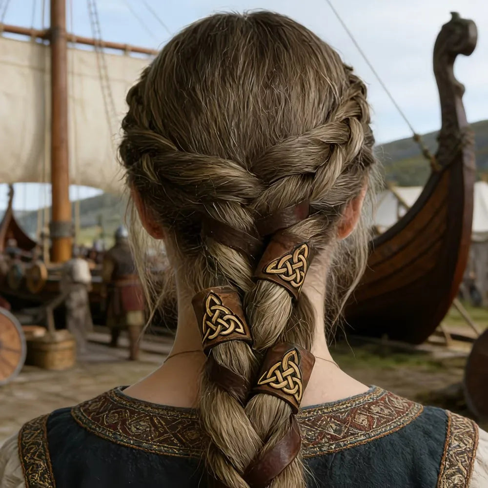 Unisex Retro Viking Celtic Knot Hair Ties Gothic Nordic LARP Cosplay