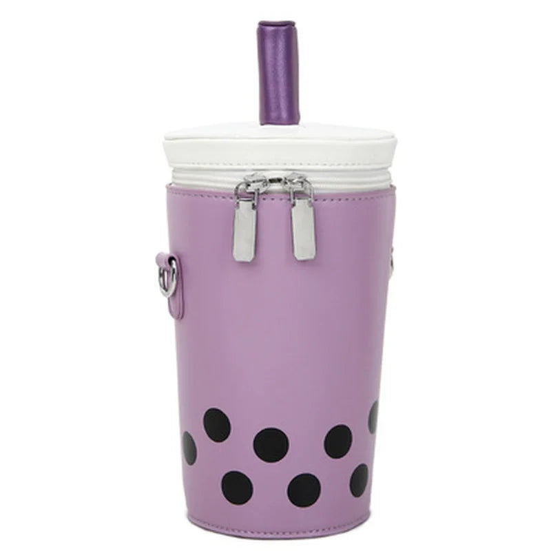 Cute Cartoon Milk Tea PU Bucket Crossbody Bag | Women