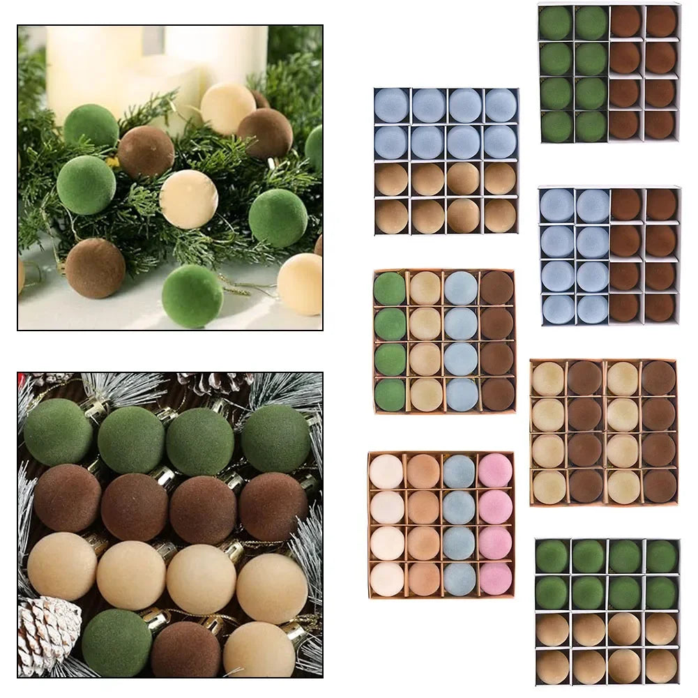 Velvet Christmas Ball Ornaments 2.4" | 16-Pack, 2 Styles