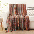 Battilo Boho Knit Throw Blanket with Tassels | Lightweight Sofa Throw