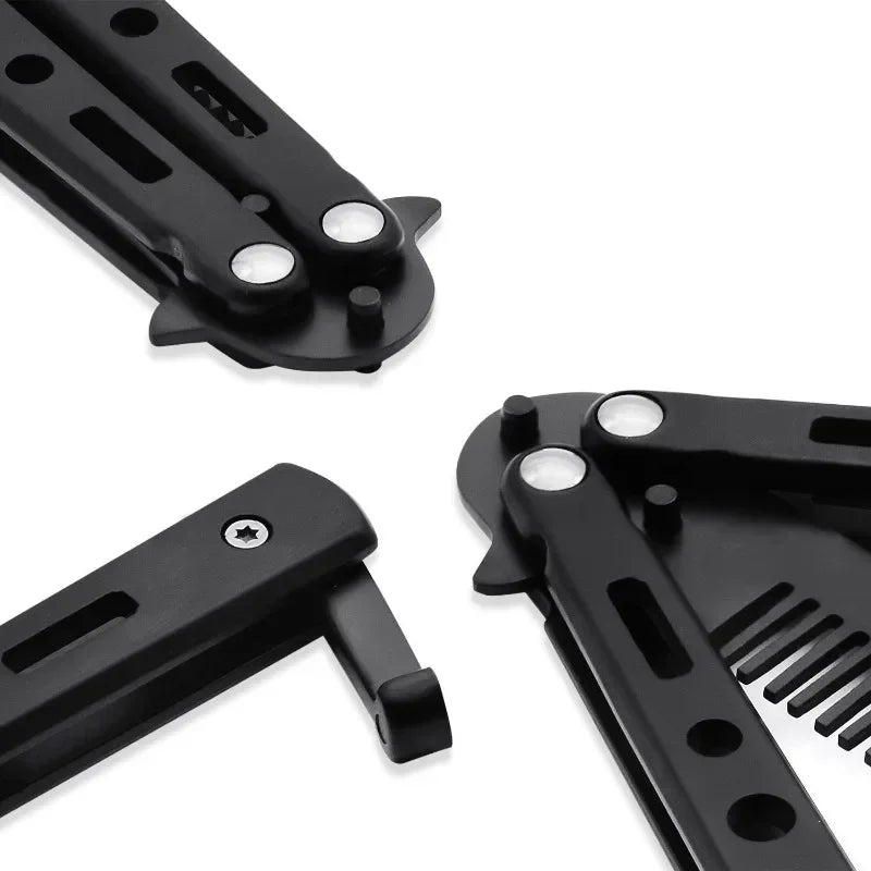 Butterfly Knife Practice Comb – Foldable Stainless Steel Balisong