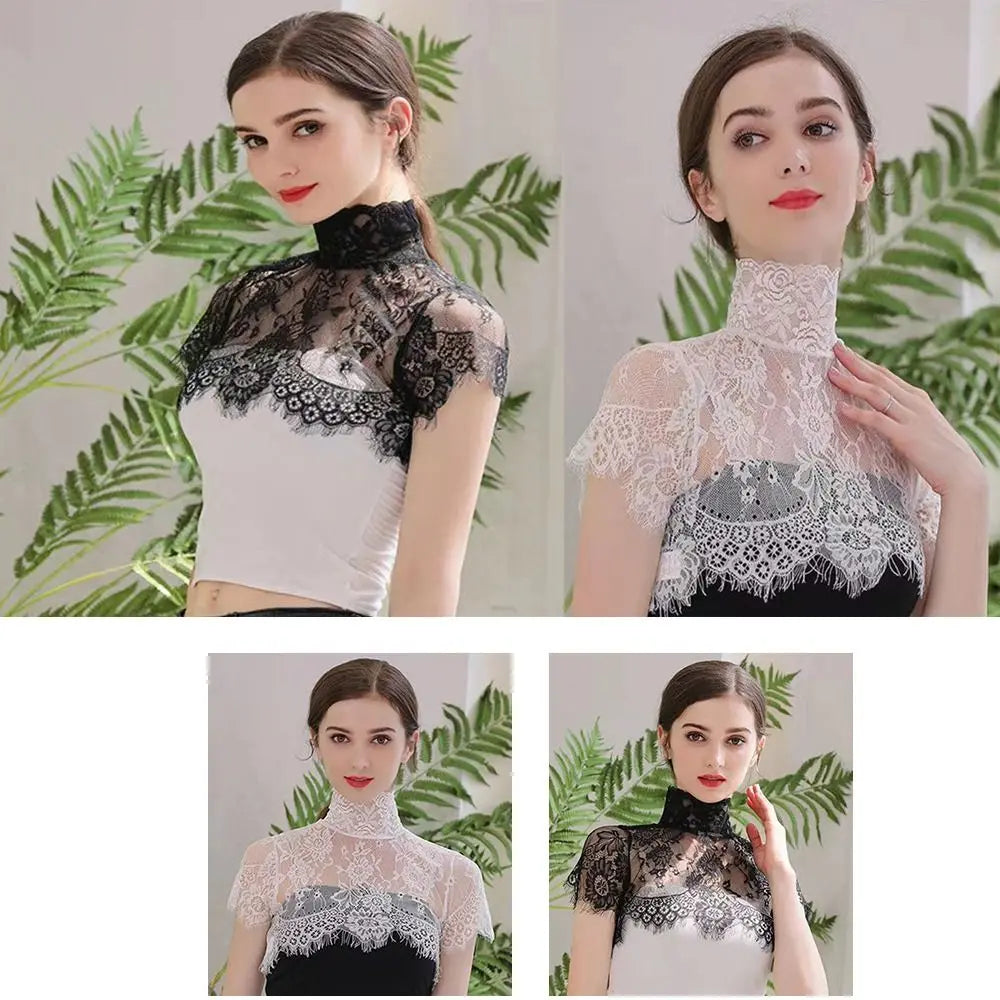 Women's Lace Detachable Fake Collar – Embroidered Lapel Scarf