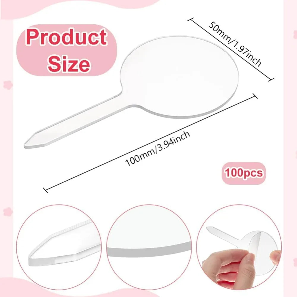 100 Clear Acrylic Cupcake Toppers – 2" Blank Round DIY Sticks