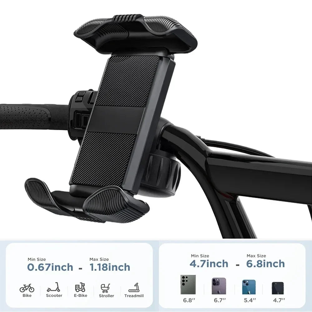 360° Bike & Motorcycle Phone Mount Handlebar Holder 4–7"