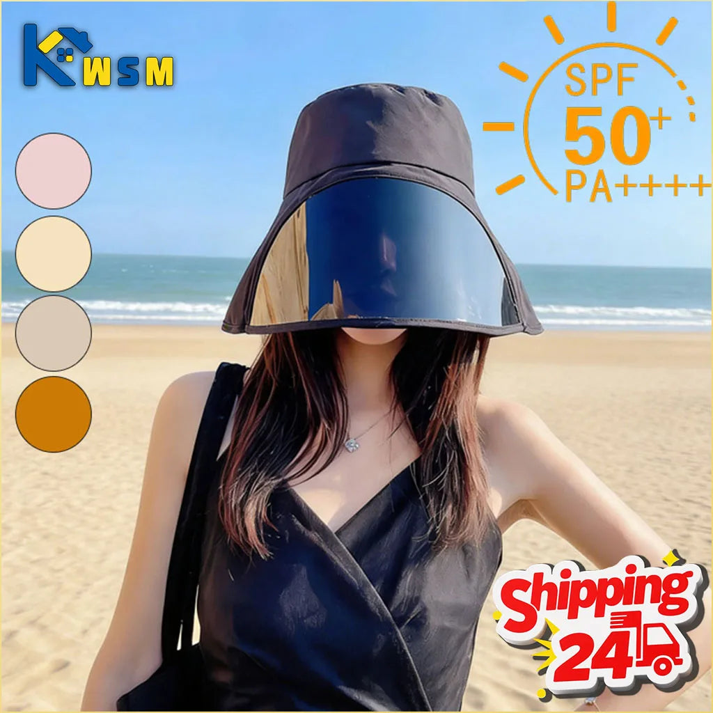Wide Brim UV Bucket Hat with Full Face Visor | Sun Protection