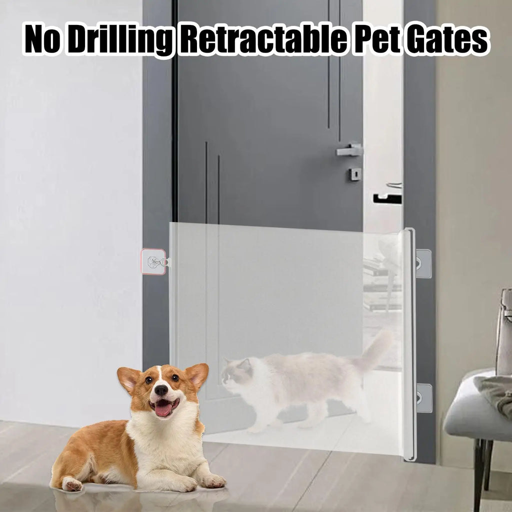 Retractable Pet Gate – No-Drill Screen Door for Dogs & Cats