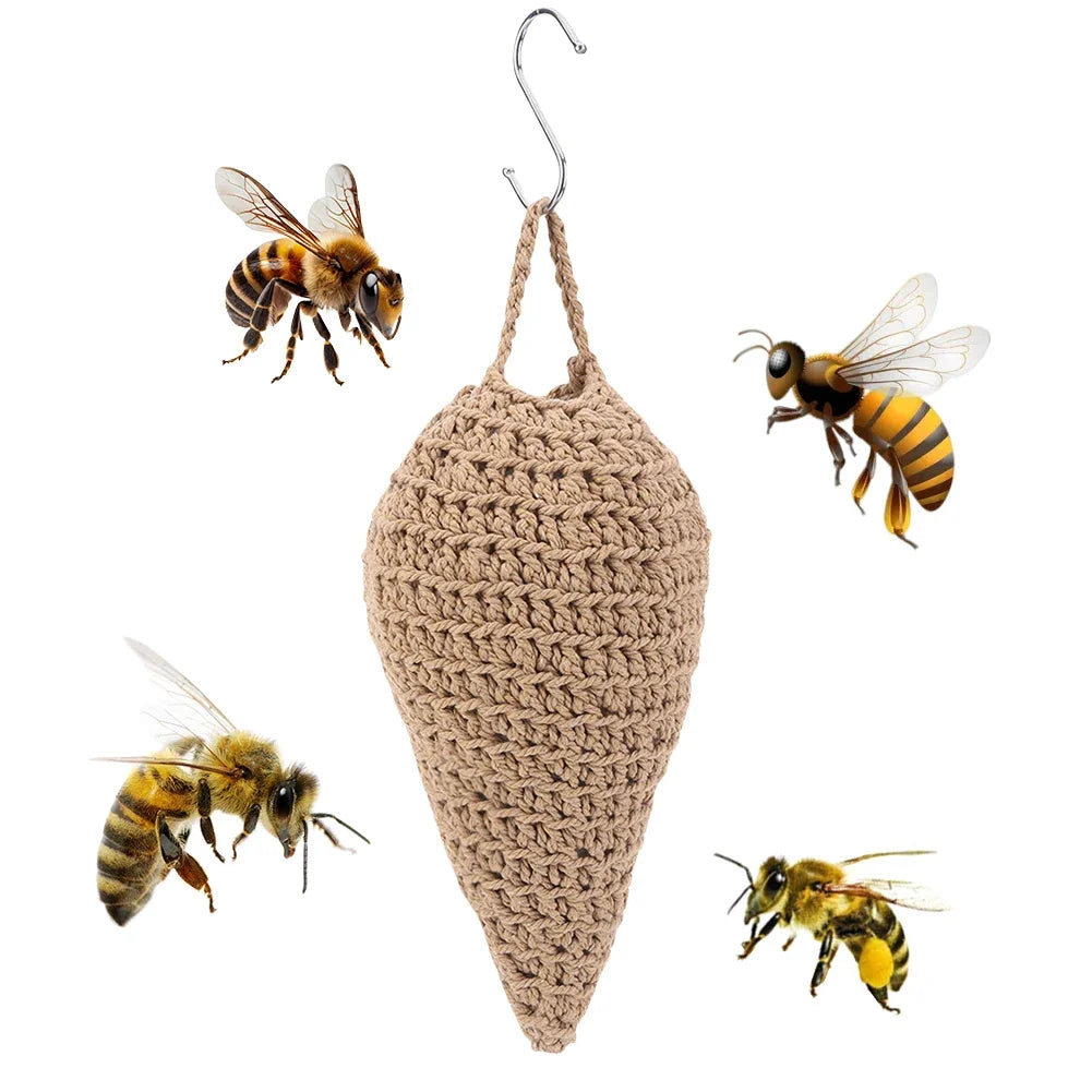 Crochet Wasp Nest Decoy Faux Hornets Repellent Hook Hanging Trap