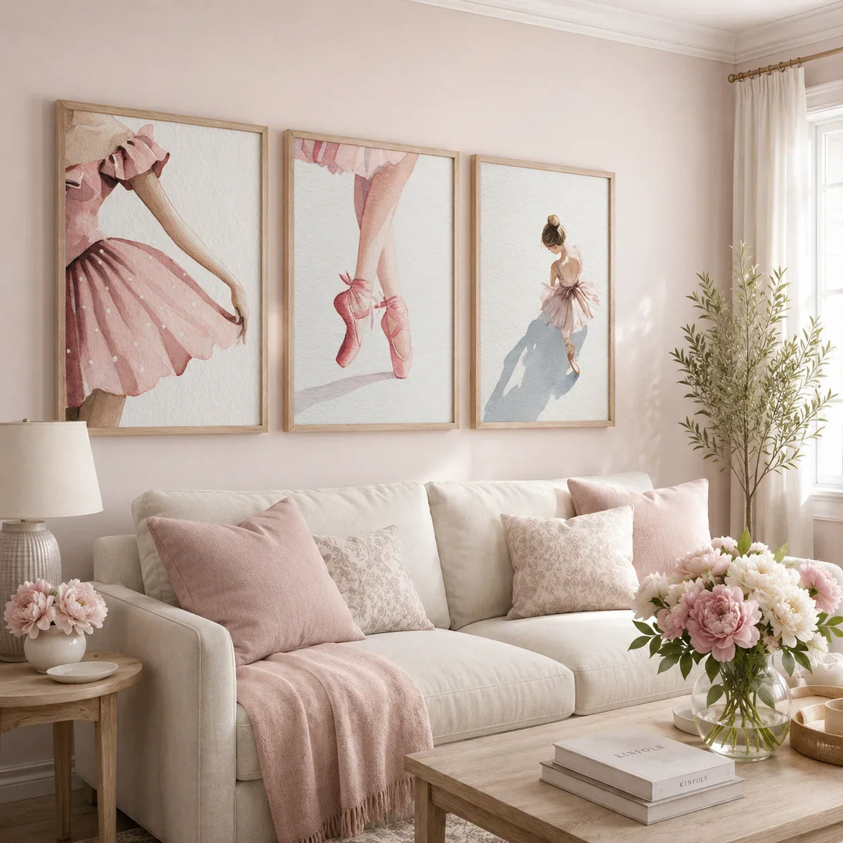 Nordic Ballerina Pink Canvas Wall Art | Girls Bedroom Décor