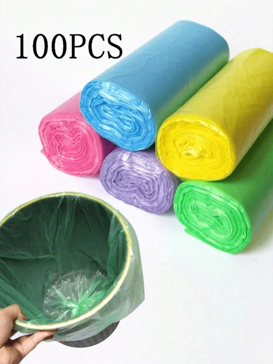 5rolls Multiple Colors Portable Plain Garbage Trash Bag Can Liners