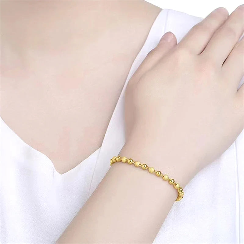 Gold Plated Ball Bead Bracelet – Women's Fashion Chain Jewelry