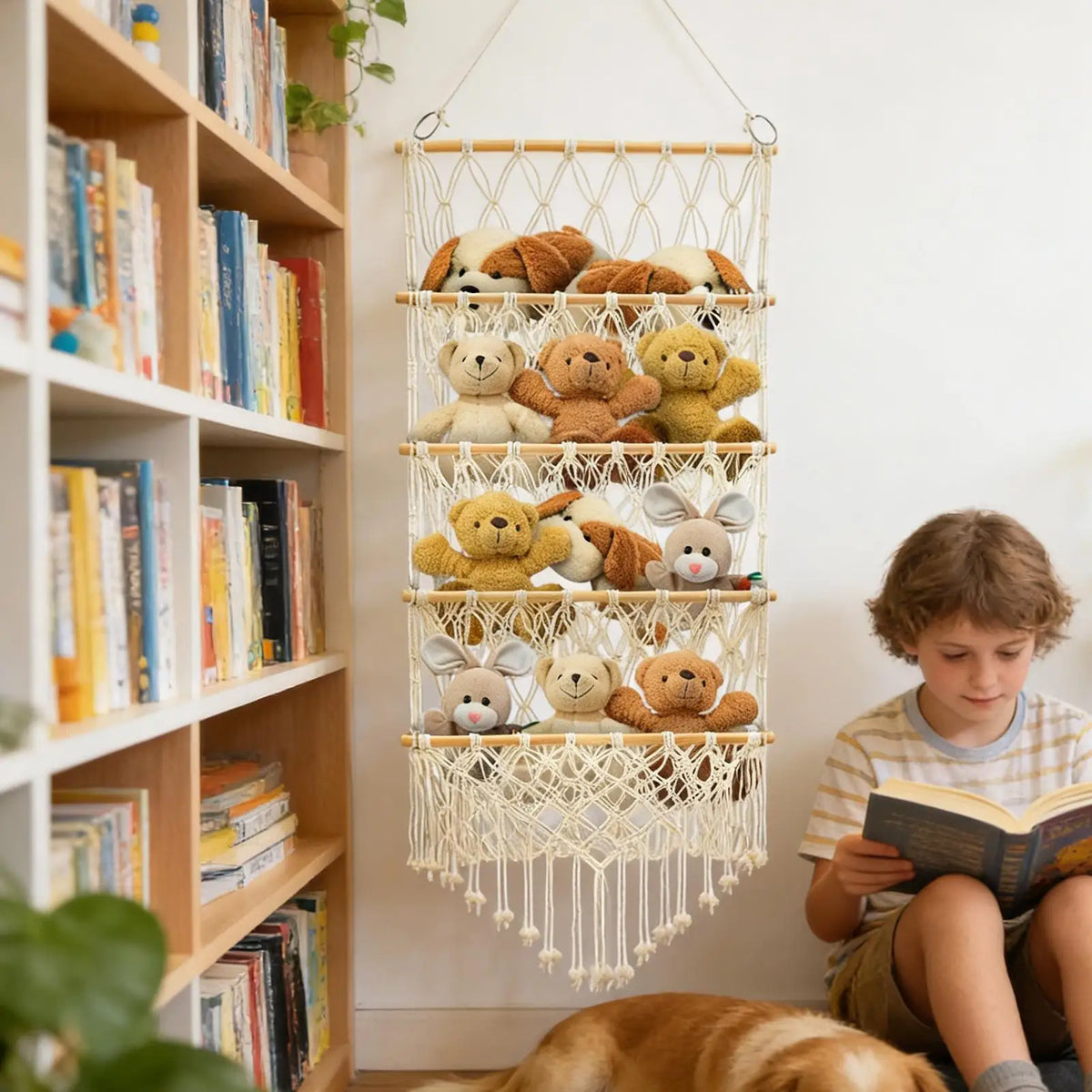 4-Layer Boho Stuffed Animal Storage Net Hammock | Nursery
