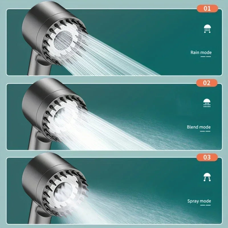 Filtered Handheld Shower Head | 3 Modes & Massage Brush