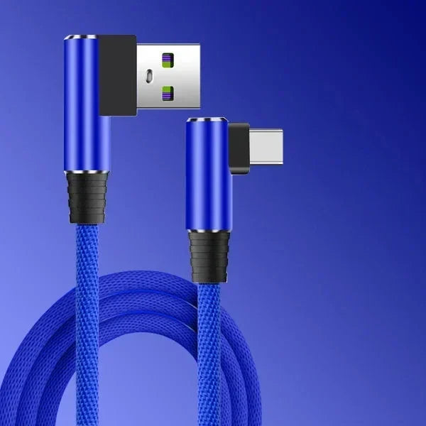 90° 40W USB-C Fast Charging Cable 5A Braided | iPhone & Android
