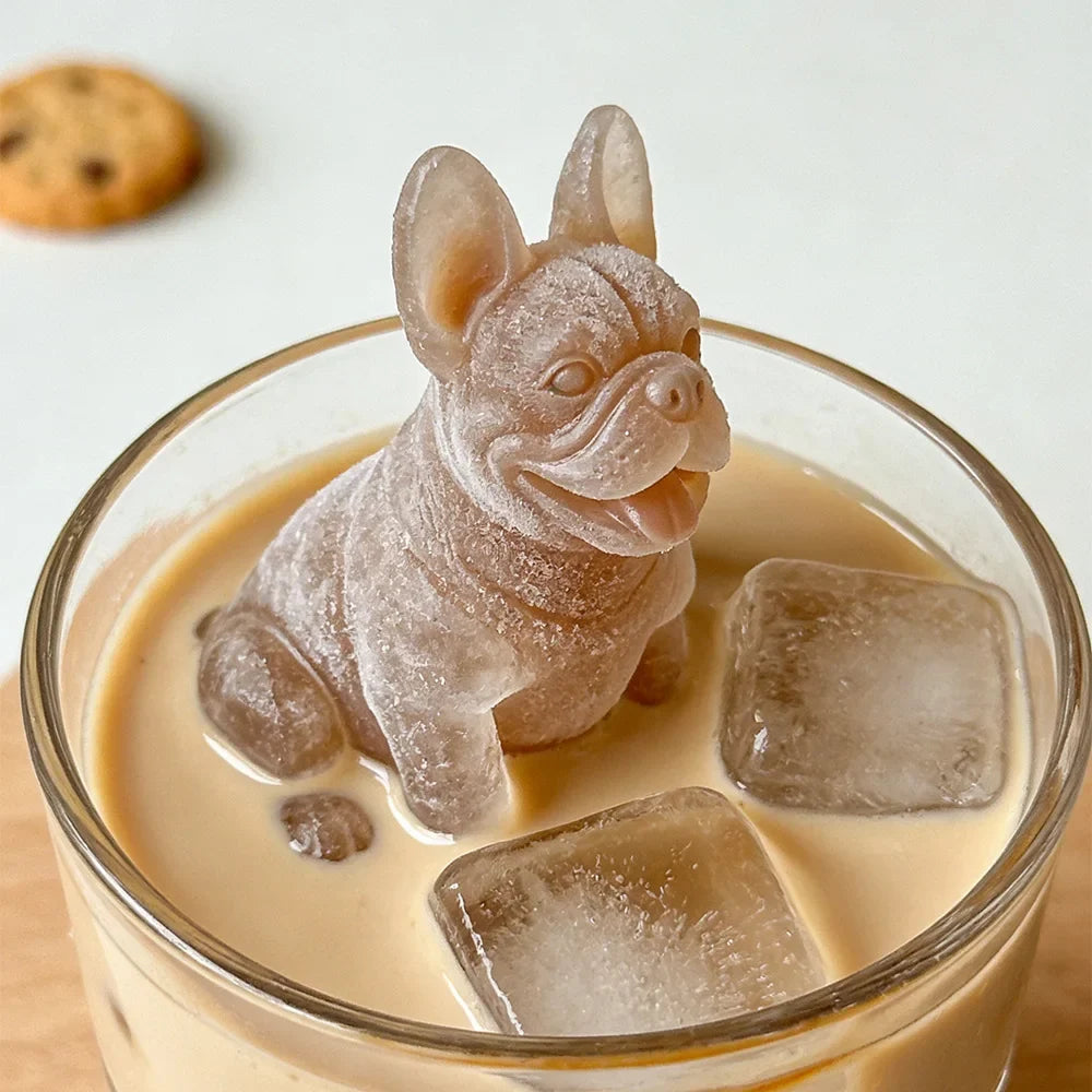 3D French Bulldog Silicone Ice Cube Mold Animal Shaped Candy
