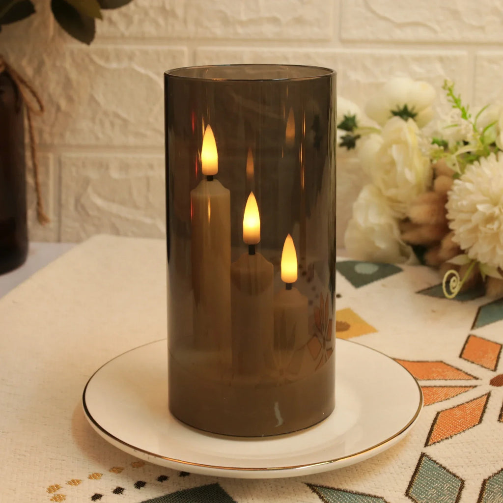 Flameless 1 LED Taper Candles Lampshade Battery Operated Flickering