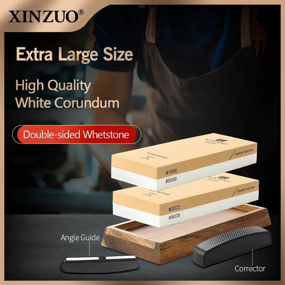 XINZUO Double-Sided Whetstone 1000/5000 or 3000/8000 Grit + Guide
