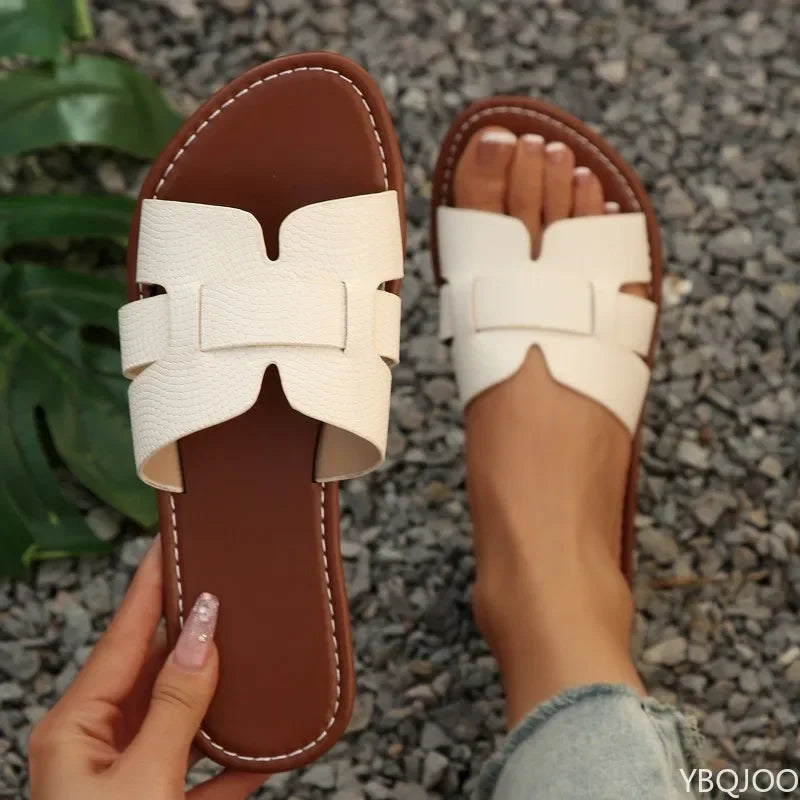 Women's Open Toe Flat Slippers – Casual Summer Sandals