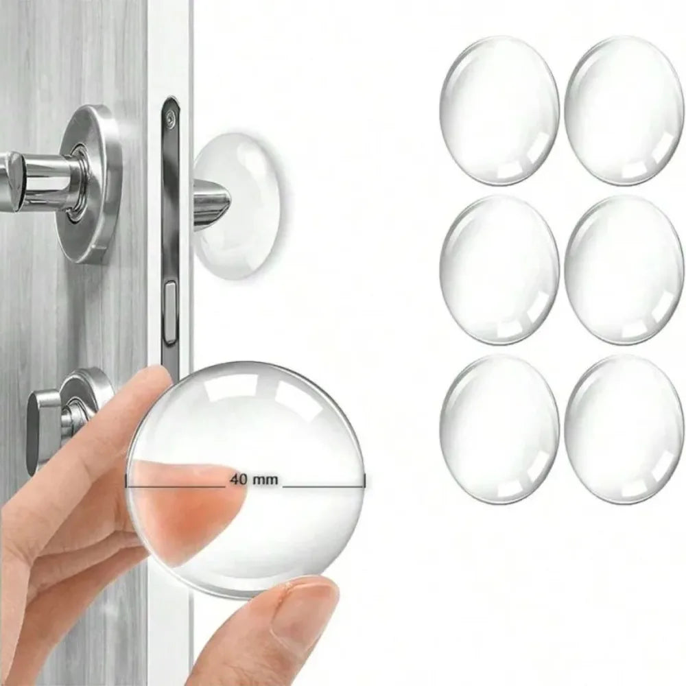 6-Pack Clear PU Door Knob Wall Shield Bumper Protectors
