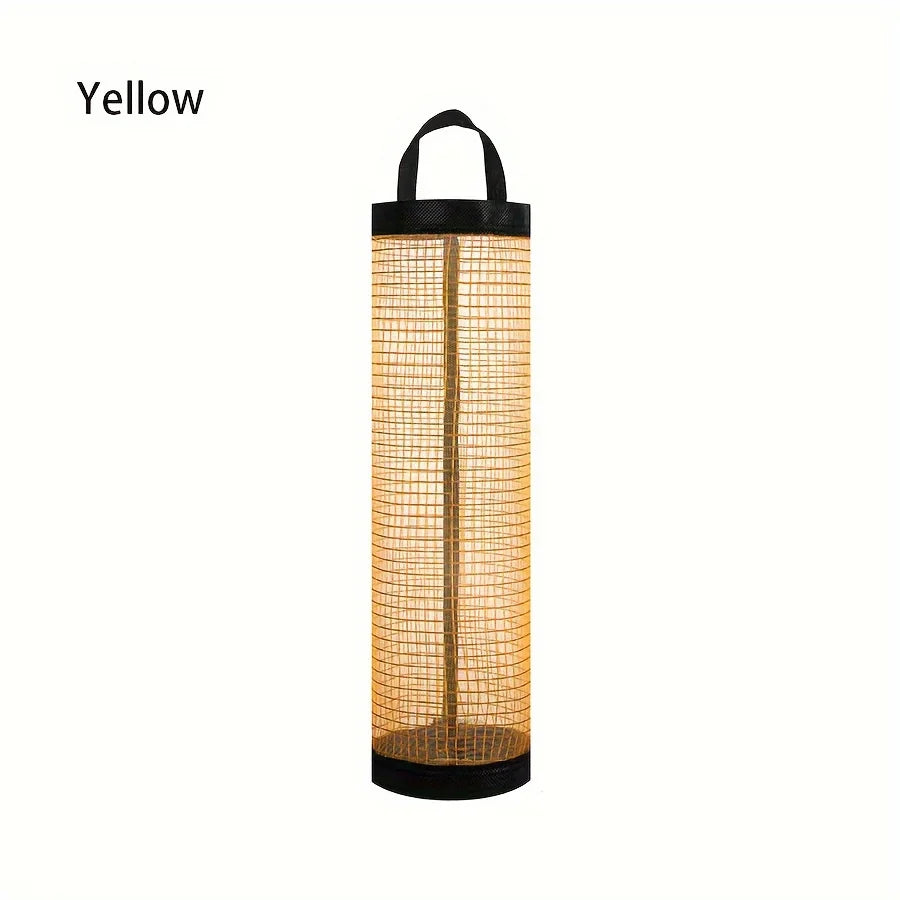Wall-mounted Kitchen Plastic Bag Holder Foldable Mesh Hanging