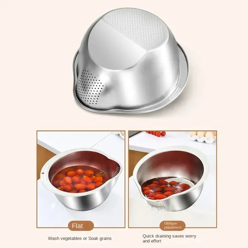 Stainless Steel 304 Rice Washer Strainer Bowl Washing Sieve Colander