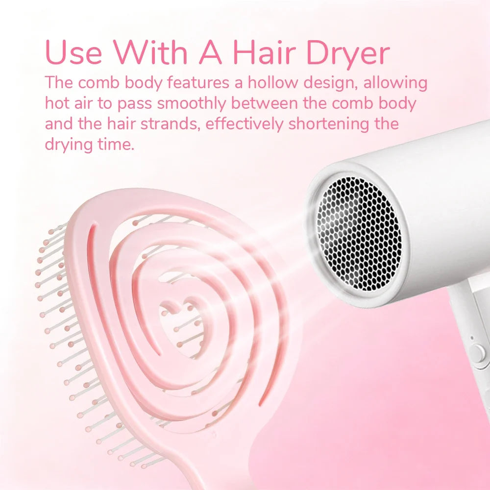 Pastel Spiral Vent Hair Comb – Oak Wood Handle | 3 Colors