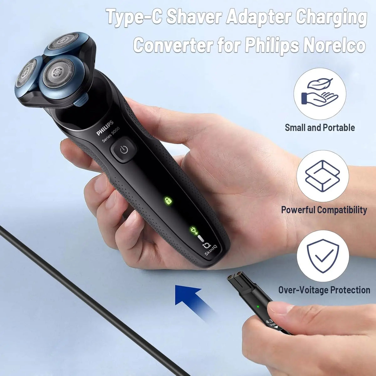 Type-C Charger Adapter for Philips OneBlade QP2530 QP2630 HQ850