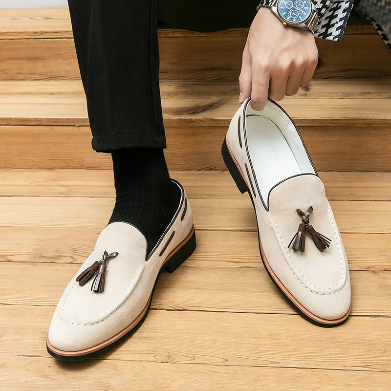 Men's British Tassel Loafers – Slip-On Genuine Leather Dress Shoes