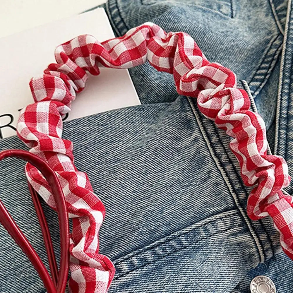 Y2K Checkered Lace Bowknot Shoulder Crossbody Bag for Women