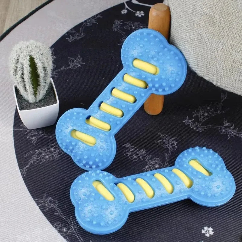 Squeaky Rubber Bone Dog Chew Toy – Bite-Resistant Puppy Toy