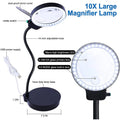 3X 10X LED Magnifying Glass Table Lamp – 36 LED USB Powered