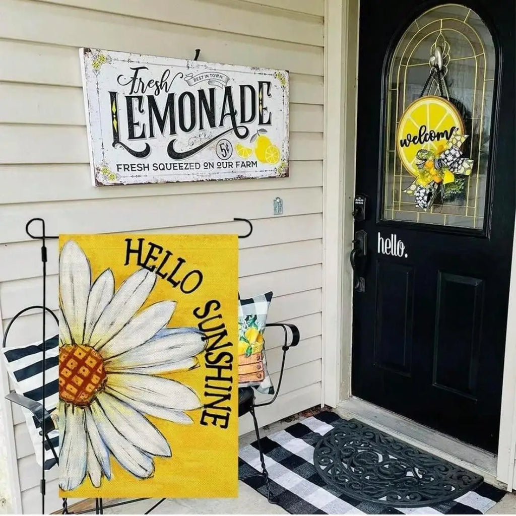 Hello Sunshine Summer Garden Flag Small Flags Outside Yard Decoration