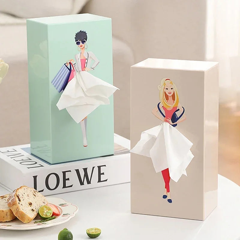 Pop-Art Flying Skirt Tissue Box Holder | Cute Novelty Decor