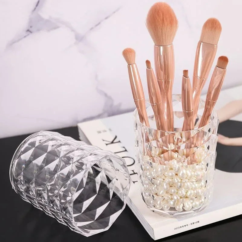 Acrylic Makeup Brush Holder & Desktop Cosmetic Storage Box