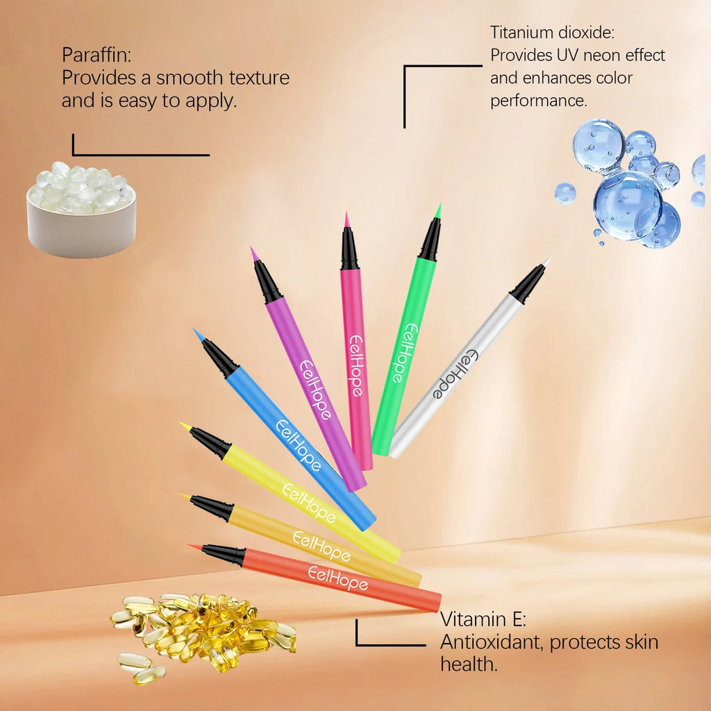 8-Color Neon UV Glow Eyeliner Set – Waterproof Body & Face Art