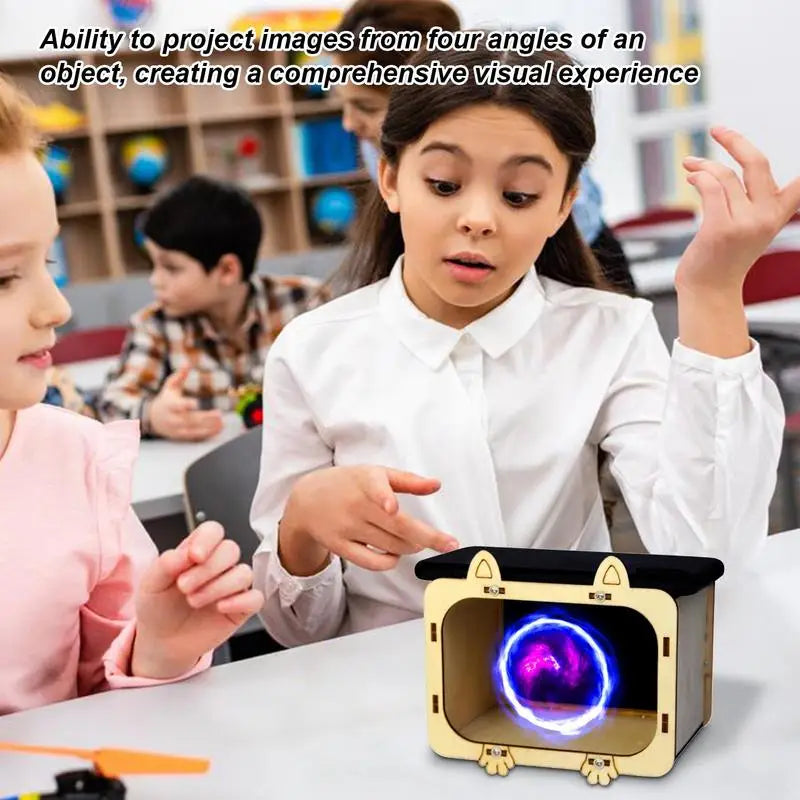Phone Hologram Projector Wooden Mini DIY Cardboard Home Cinema