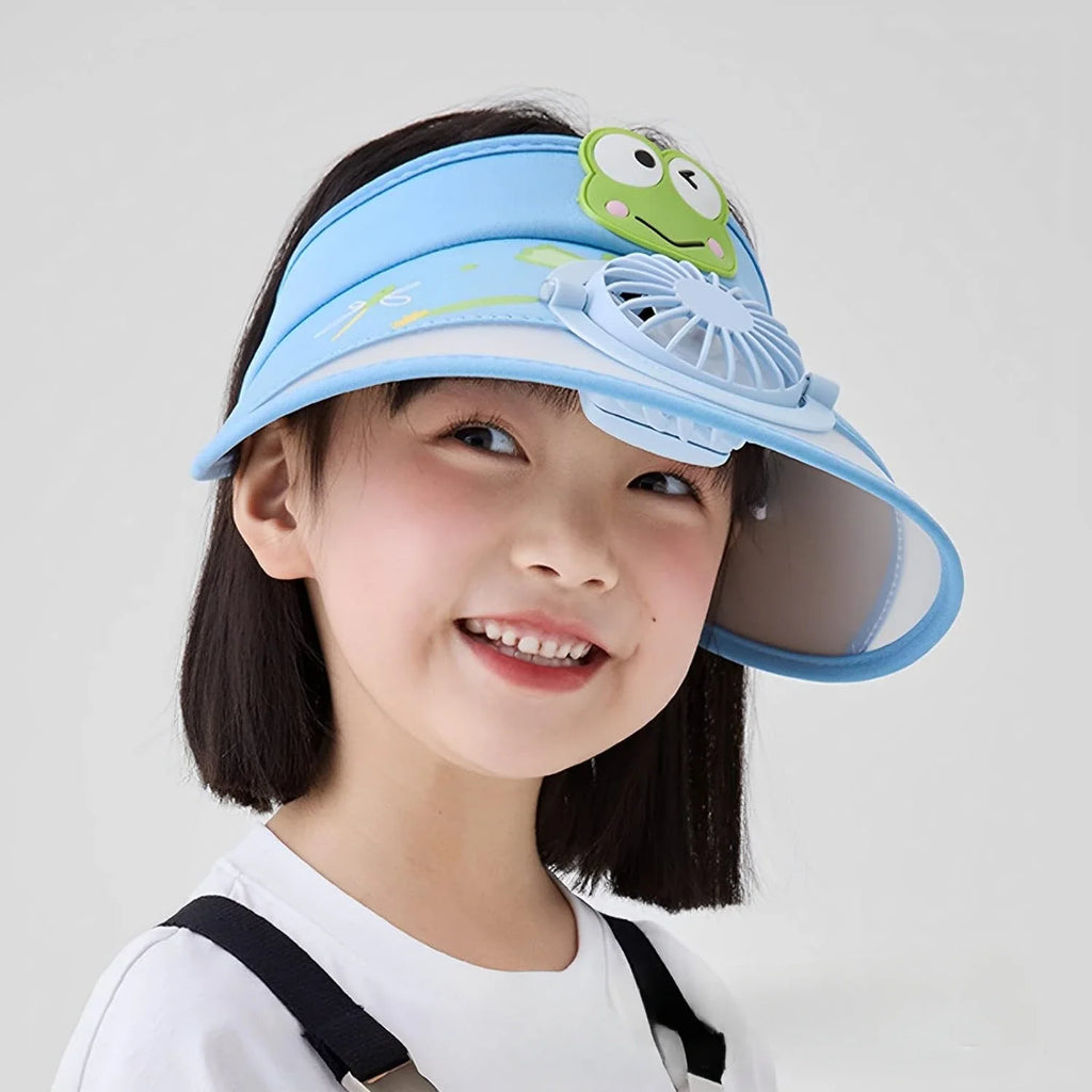 Kids Sun Visor Hat with Fan | 3-Speed USB Rechargeable UV Cap