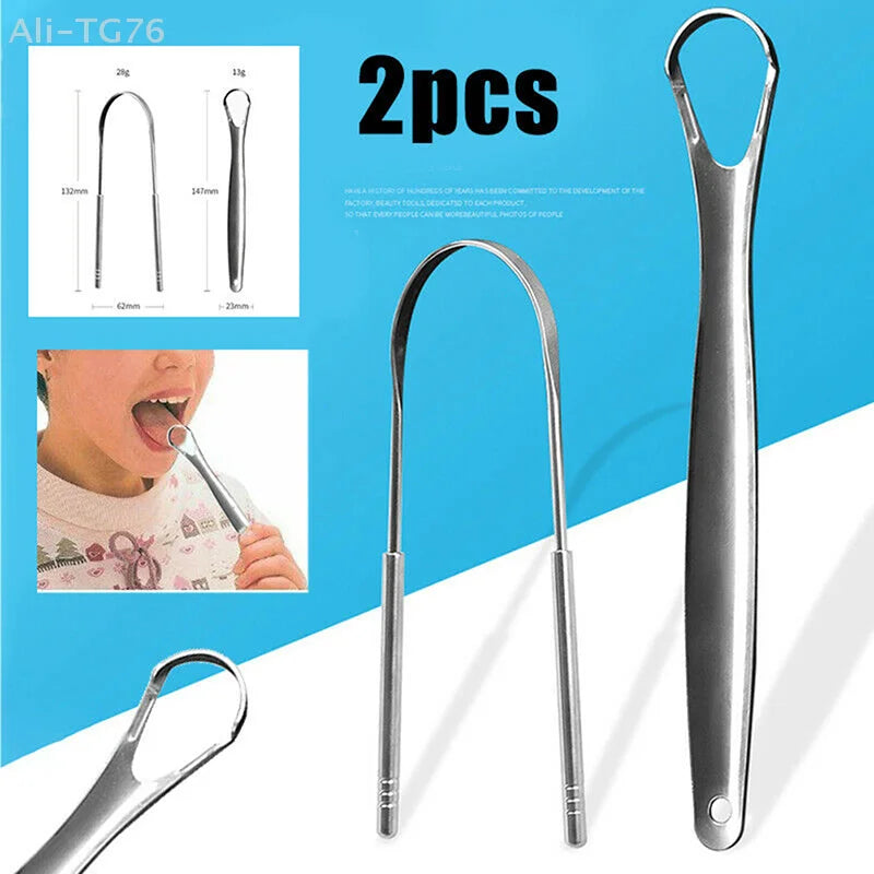 2-Pack Stainless Steel Tongue Scraper Set | Oral Care Cleaner