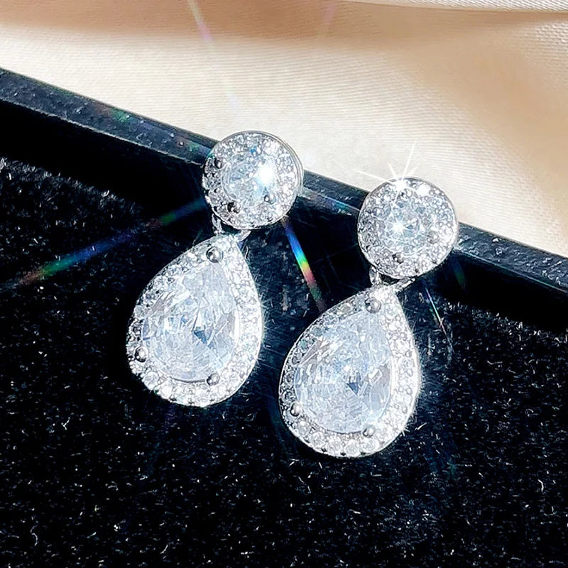 Huitan Waterdrop CZ Drop Earrings – Bridal & Wedding Jewelry