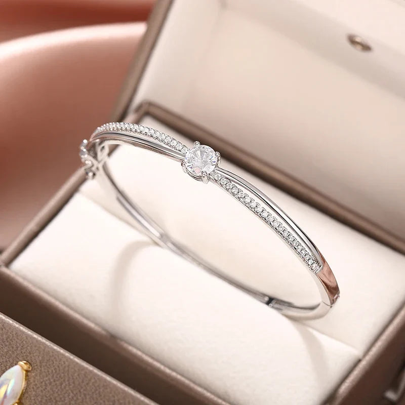 Huitan Cross Bangle Bracelet – Cubic Zirconia Women's Jewelry