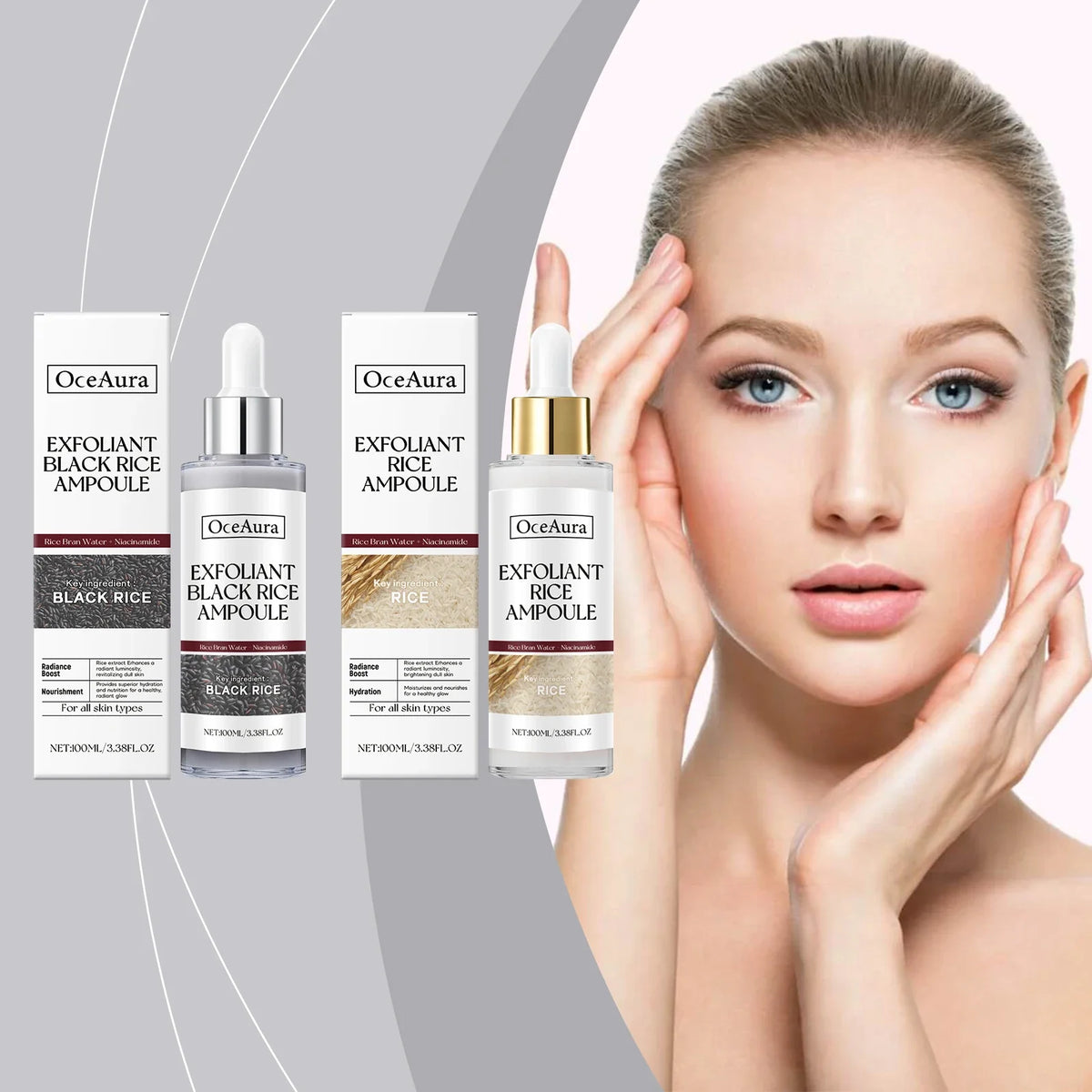 OceAura Rice Brightening Exfoliating Serum – Hyaluronic Acid 100ml