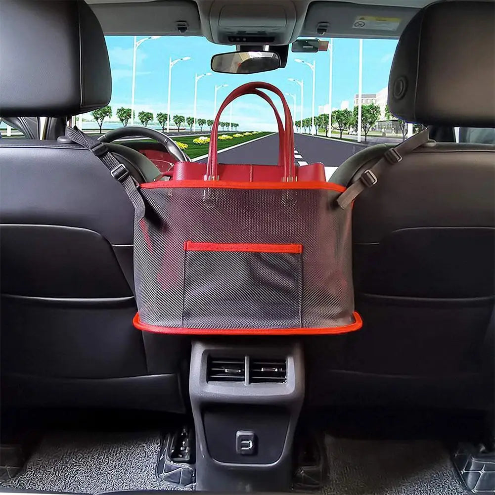 Car Seat Net Pocket Handbag Purse Holder Large Capacity Mesh Back